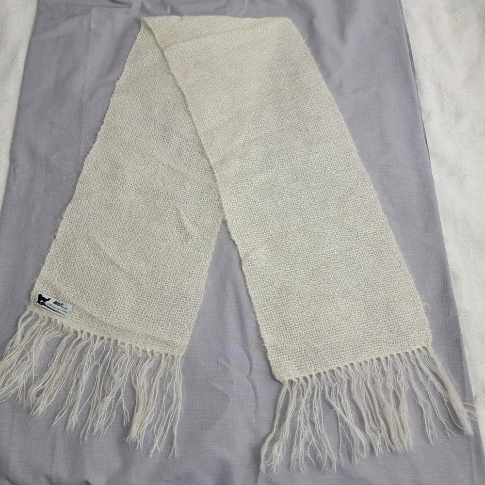 WOOF Design NEW Mohair‎ Scarf Cream Woven Fringe Made in Newfoundland Canada